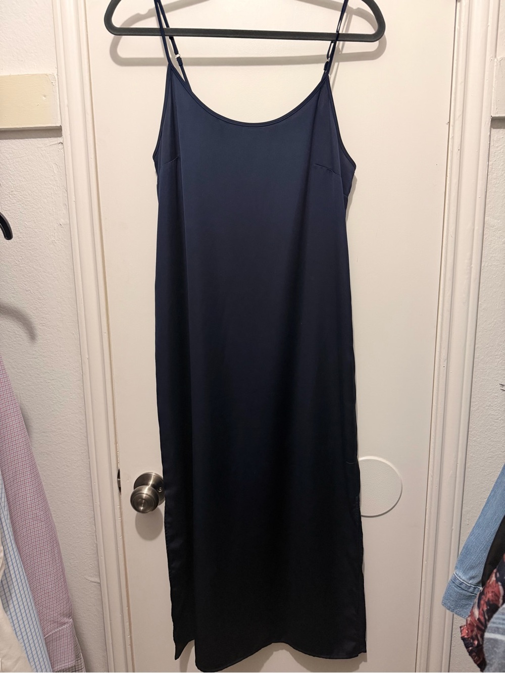 J. Crew Navy Slip Maxi Dress with Spaghetti Straps